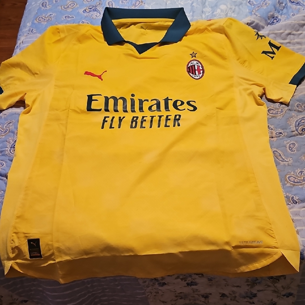 Puma XL Yellow Soccer Jersey with Black Accents, Blank Back